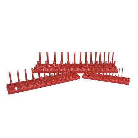 K-Tool International Sae Socket Holder Set, Red, 3 Piece KTI72470